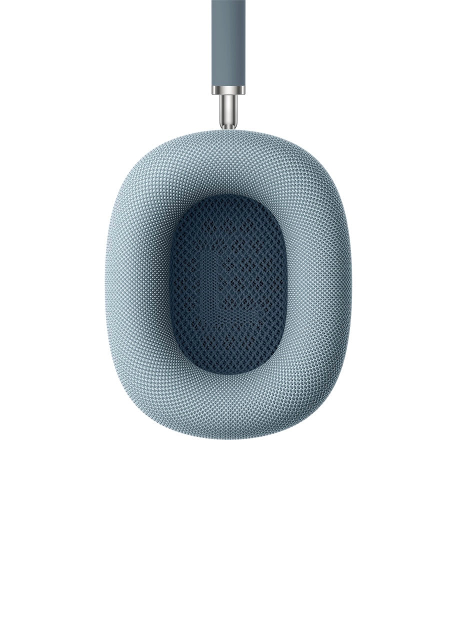 Interior mesh and padding of blue Apple AirPods Max ear cup