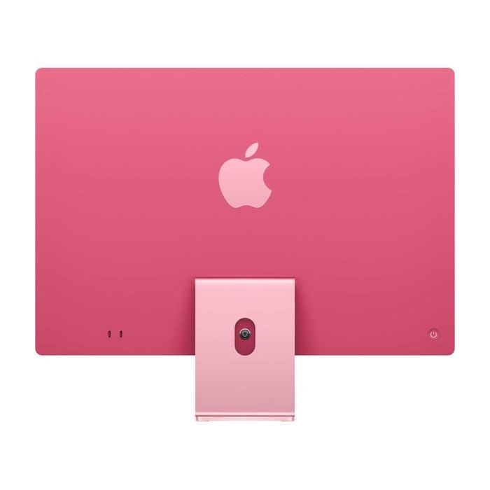 Rear view of Pink Apple iMac 24-inch M4 with signature Apple logo and clean aluminum finish