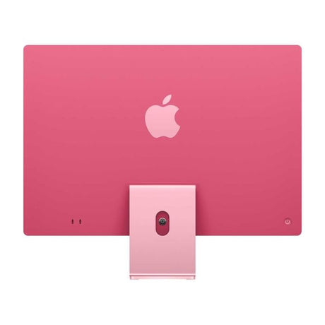 Rear view of Pink Apple iMac 24-inch M4 with signature Apple logo and clean aluminum finish