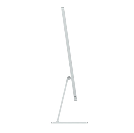 Slim side angle of Apple iMac 24-inch (M4) in Silver showing aluminum stand and sleek body