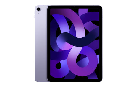 Purple iPad Air 5th Gen front-facing image showing thin bezels and vivid colors