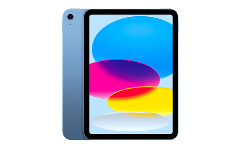Front view of Apple iPad in Blue with vibrant display and matching color frame