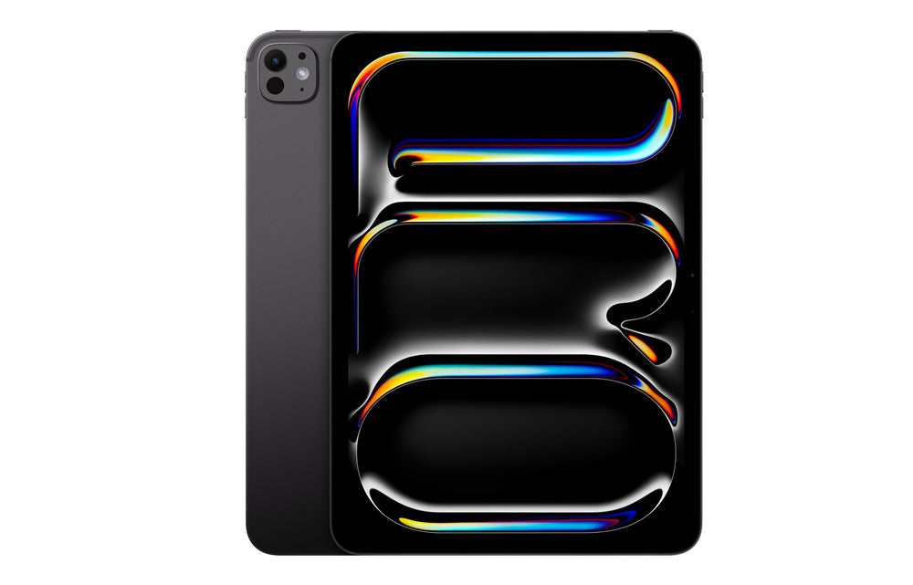Apple iPad Pro M4 front view featuring edge-to-edge Ultra Retina XDR display with colorful dynamic wallpaper