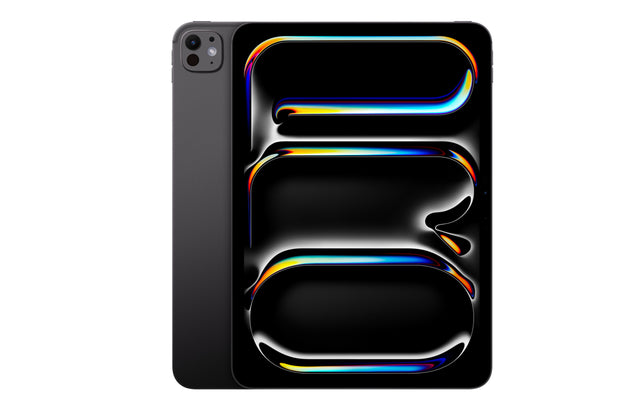 Apple iPad Pro M4 front view featuring edge-to-edge Ultra Retina XDR display with colorful dynamic wallpaper