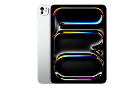 Apple iPad Pro M4 front side in Silver finish with vibrant screen graphics and ultra-thin bezels
