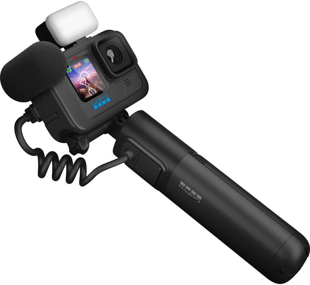 Detailed side view of the GoPro HERO 12 Black Creator Edition highlighting the USB-C port and microphone input