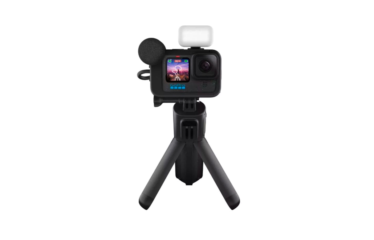 Side view of the GoPro HERO 12 Black Creator Edition showcasing its sleek design and accessory ports