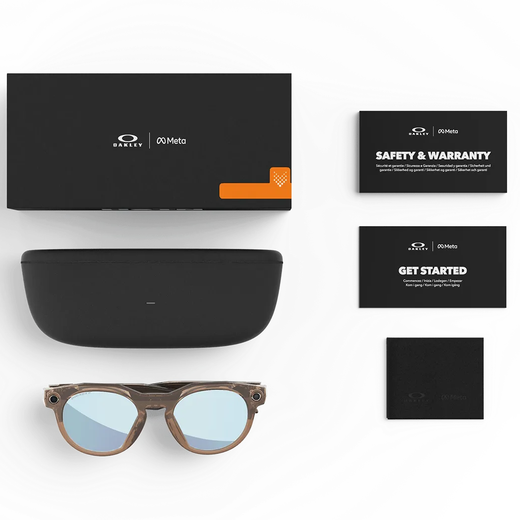 Oakley Meta HSTN Ai Glasses in Brown Smoke / Prizm Deep Water Polarised, view 5