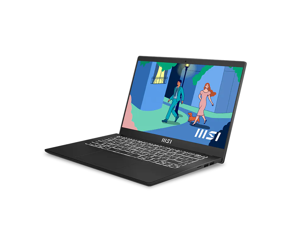 MSI Modern 14 C12MO Laptop, 14" FHD IPS Display, Intel Core i5-1235U Processor, 8GB RAM, 512GB SSD, Intel UHD Graphics, English-Arabic Keyboard, Windows 11 Home, Classic Black