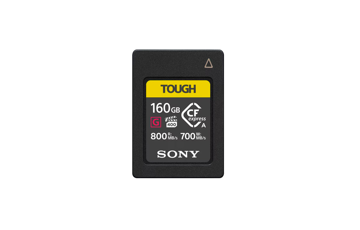 Sony 160GB CFexpress Type A TOUGH Memory Card showcasing its durable design and high-speed capabilities