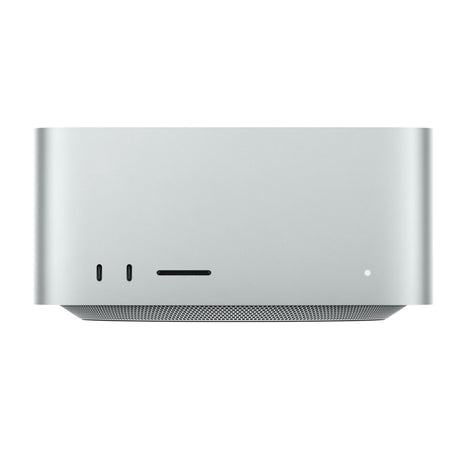 Front view of the Mac Studio M2 Max showcasing its compact and sleek design.