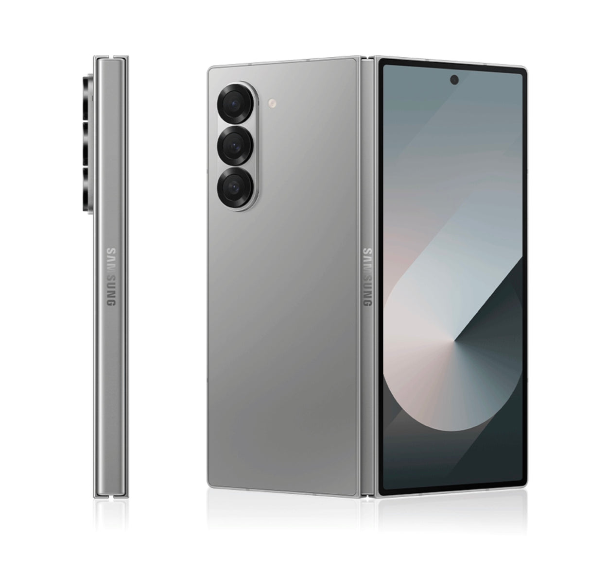 Front view of the Samsung Galaxy Z Fold 6 Silver showcasing its sleek foldable design.