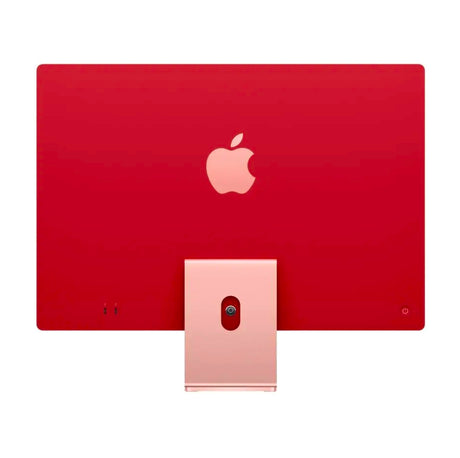 pink Apple iMac showing rear shell and silver iMac stand