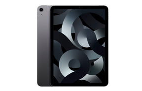 Space Gray Apple iPad Air 10.9-inch front view with M1 chip and edge-to-edge Liquid Retina display
