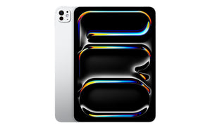 Apple iPad Pro M4 front side in Silver finish with vibrant screen graphics and ultra-thin bezels