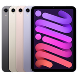 All four Apple iPad mini 6 colors shown side by side from the rear and front