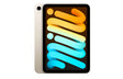 Front and side view of Apple iPad mini 6 in Starlight color with edge-to-edge Liquid Retina display