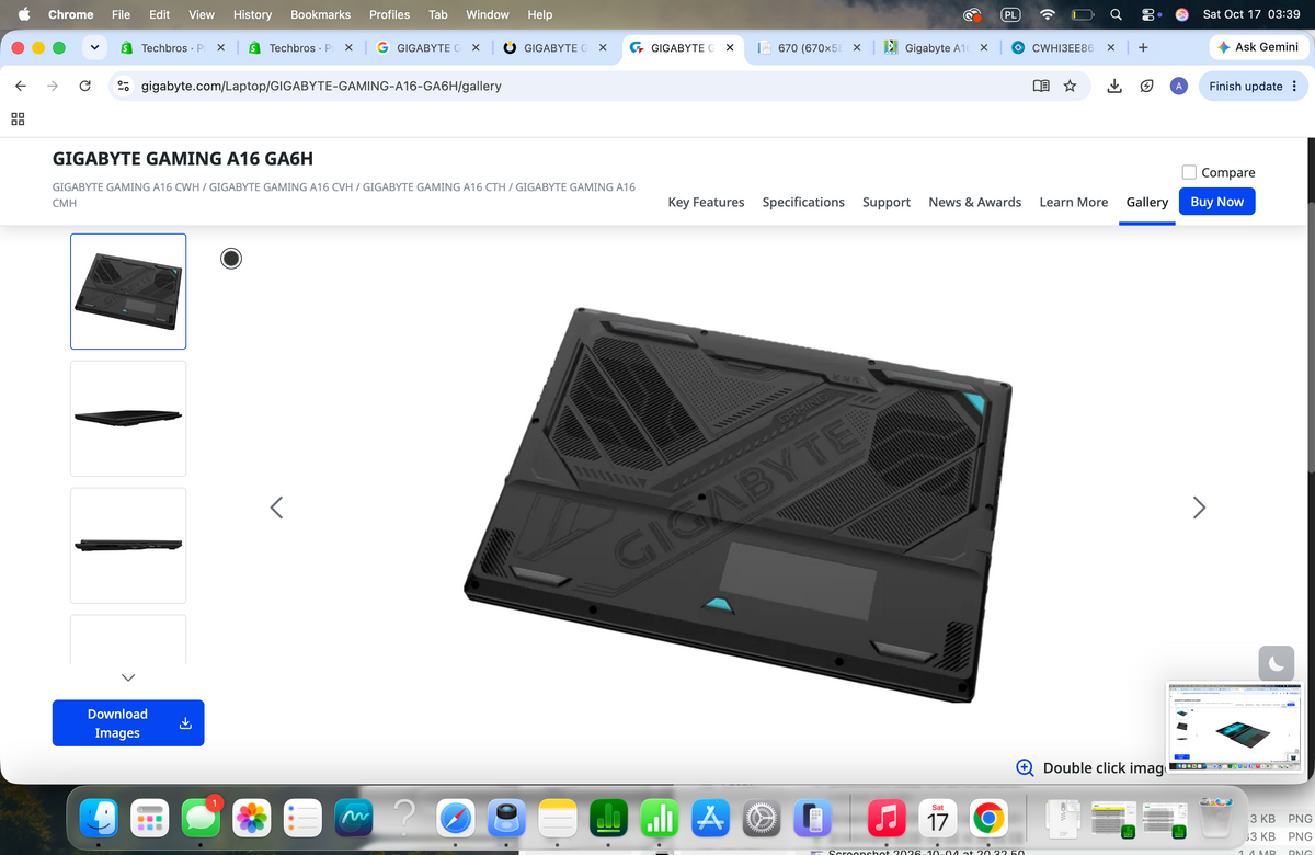 GIGABYTE Gaming A16 CWH Laptop, 16" WUXGA IPS 165Hz Display, Intel Core i7-13620H, 32GB RAM, 1TB SSD, GeForce RTX 5070 8GB Graphics, English Keyboard, Win11, Black