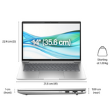 HP ProBook 440 G11 Laptop, 14" WUXGA IPS Display, Intel Core Ultra 5 125U, 16GB RAM, 512GB SSD, Intel Graphics, English Keyboard, No OS, Silver