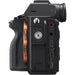 Side view of the Sony Alpha 7R IV Mirrorless Camera, highlighting multiple connectivity ports, including USB, HDMI, and microphone inputs.