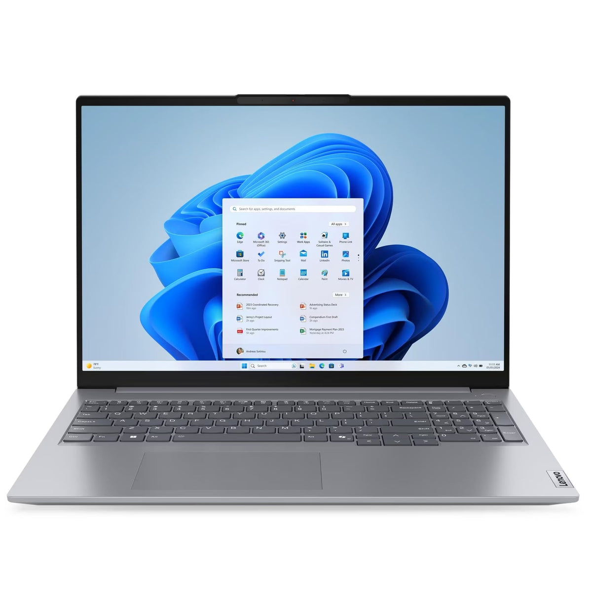 Lenovo ThinkBook 16 G7 IML Laptop, 16" WUXGA IPS 60Hz Display, Intel Core Ultra 7 155H, 16GB RAM, 512GB SSD, Intel Arc Graphics, English (EU) Keyboard, No OS, Arctic Grey