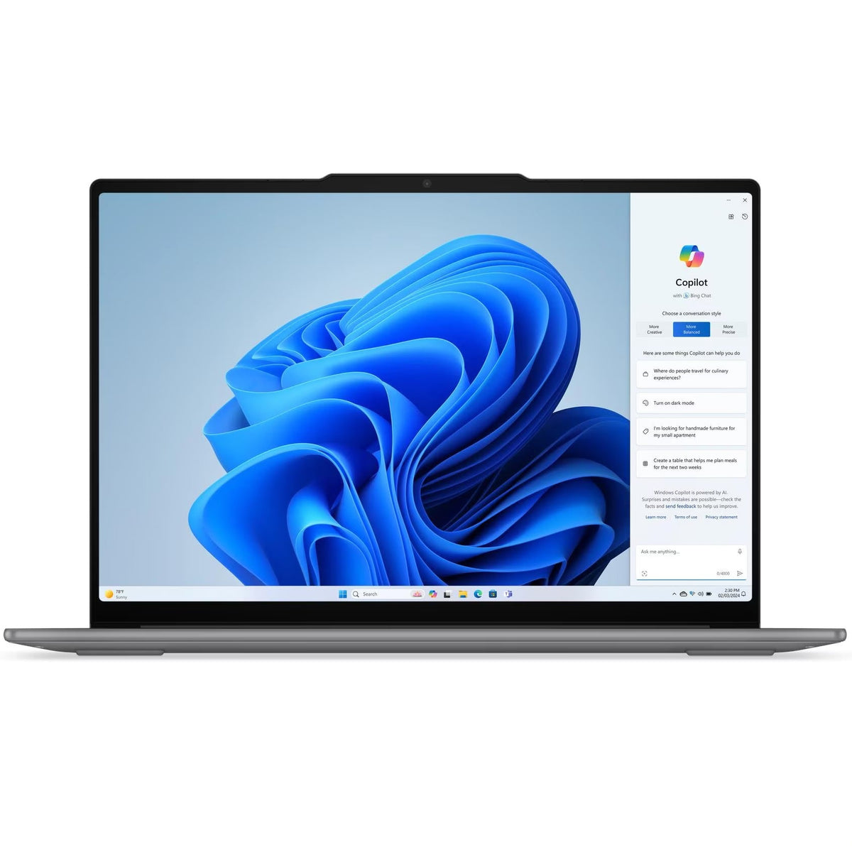 Lenovo Yoga Slim 7 15ILL9 Laptop, 15.3" 2.8K WQXGA+ IPS Touch Display, Intel Core Ultra 7 256V, 16GB RAM, 1TB SSD, Intel Arc Graphics 140V, English Backlit Keyboard, Windows 11, Luna Grey