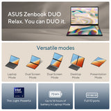 ASUS Zenbook DUO Laptop, Dual 14” OLED 3K 120Hz Touch Display, Intel Core Ultra 9 285H, Intel Arc Graphics, 32GB RAM, 1TB SSD, Windows 11, English Keyboard, Inkwell Gray