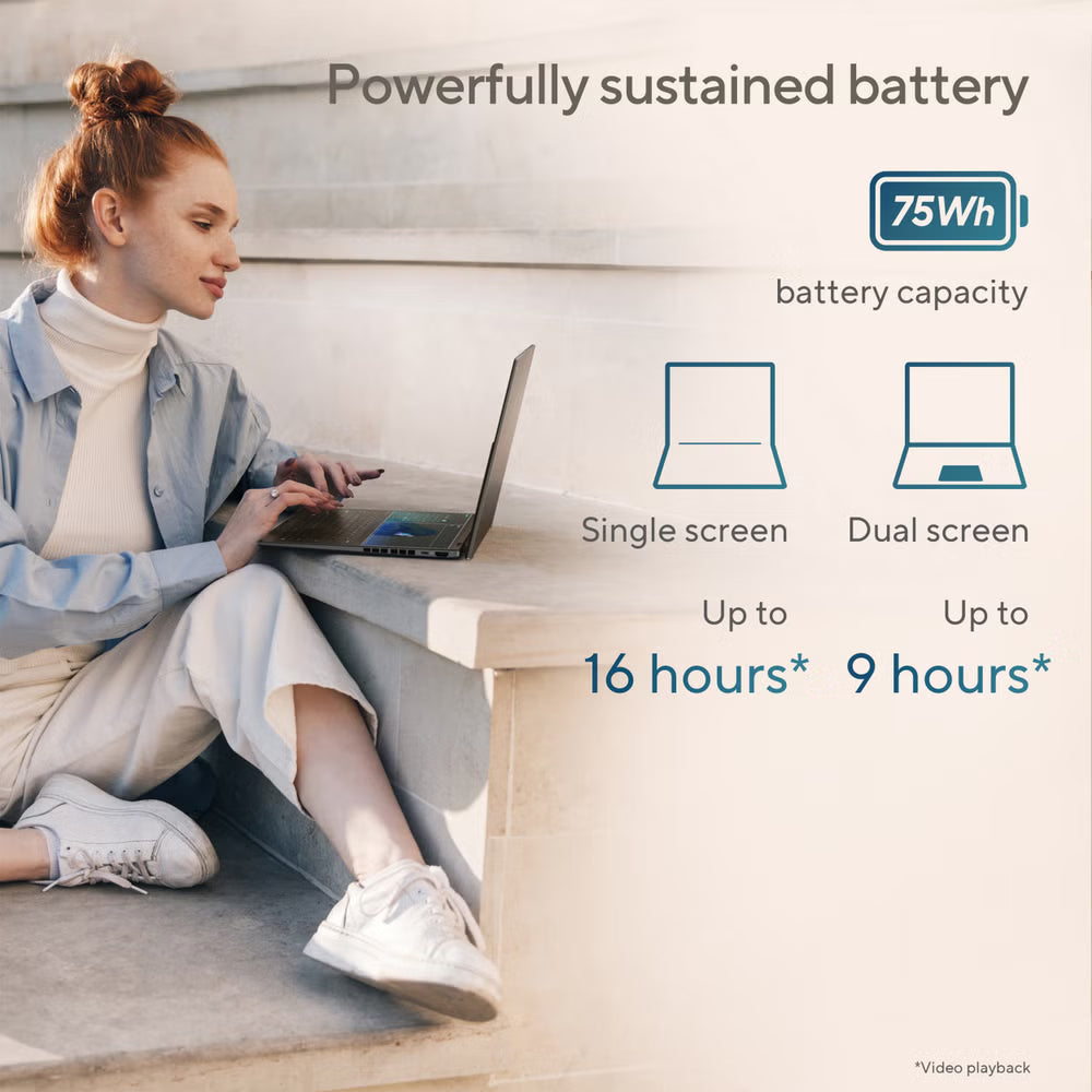 ASUS Zenbook DUO Laptop, Dual 14” OLED 3K 120Hz Touch Display, Intel Core Ultra 9 285H, Intel Arc Graphics, 32GB RAM, 1TB SSD, Windows 11, English Keyboard, Inkwell Gray