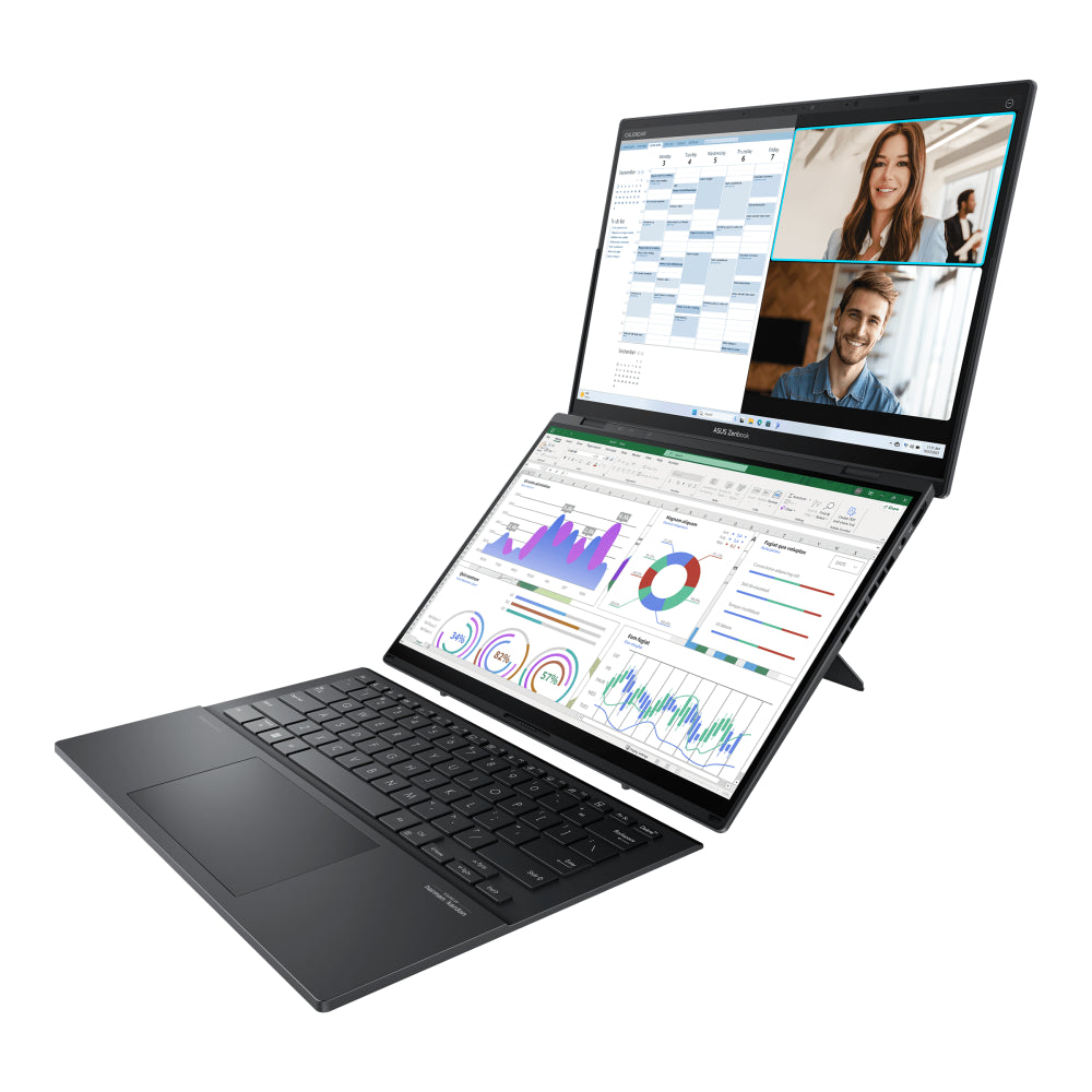 ASUS Zenbook DUO Laptop, Dual 14” OLED 3K 120Hz Touch Display, Intel Core Ultra 9 285H, Intel Arc Graphics, 32GB RAM, 1TB SSD, Windows 11, English Keyboard, Inkwell Gray