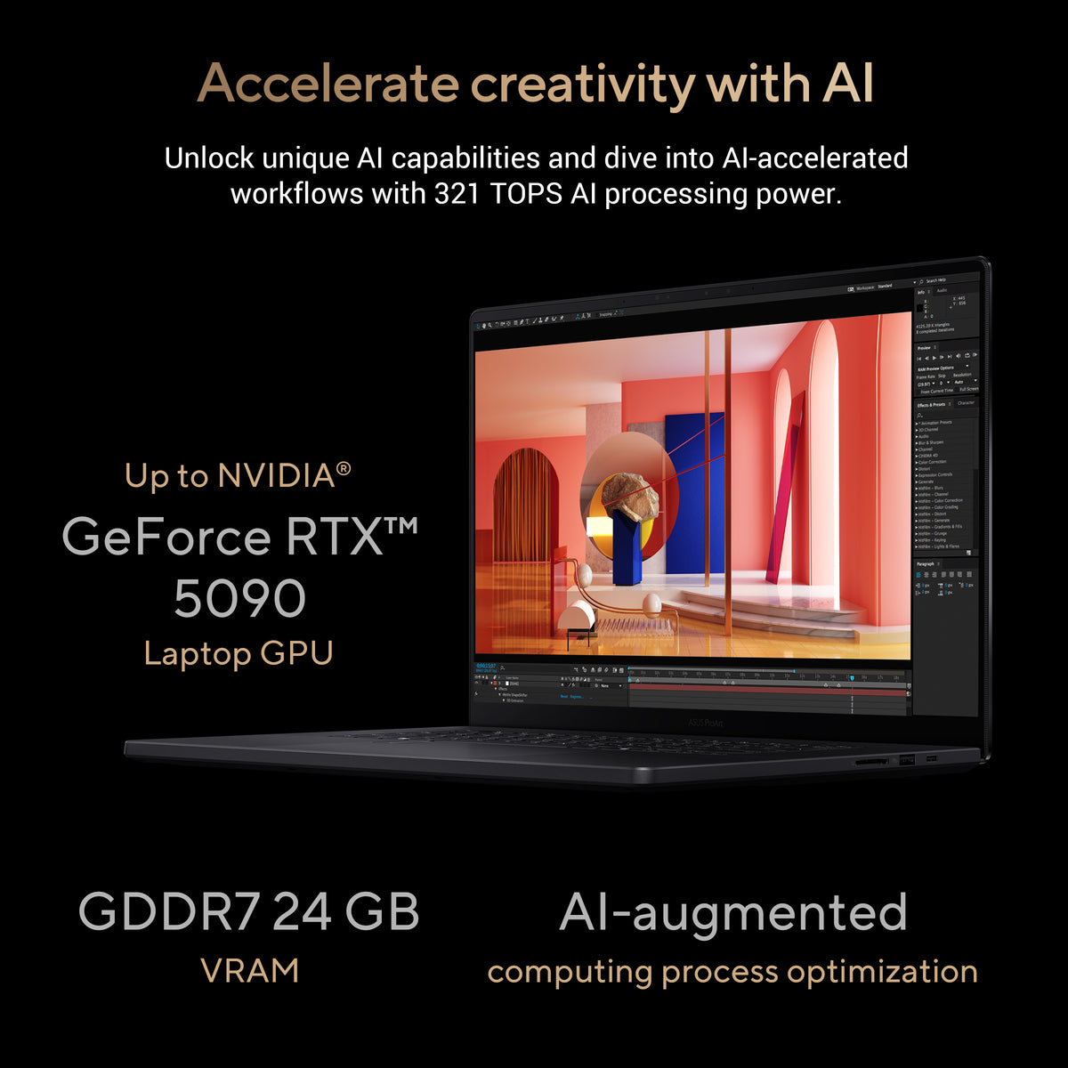 ASUS ProArt P16 Laptop (H7606) Copilot+ PC AMD Ryzen AI 9 RTX 5090 64GB 4TB 16.0" Touch screen 4K OLED English-Arabic K/B, Win11Home, Nano Black
