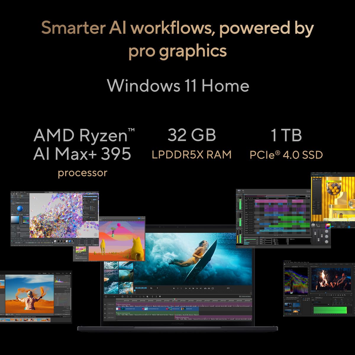 ASUS ProArt PX13 Laptop, Copilot+, 13.3" 3K OLED 60Hz Touch Display, AMD Ryzen AI Max+ 395, 32GB/1TB, AMD Radeon Graphics, English-Arabic K/B, Win11, Nano Black