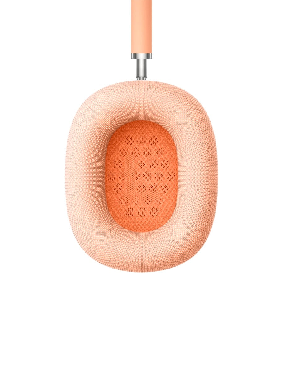 Inner mesh detail of orange ear cushion on Apple AirPods Max