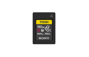 Sony 160GB CFexpress Type A TOUGH Memory Card showcasing its durable design and high-speed capabilities